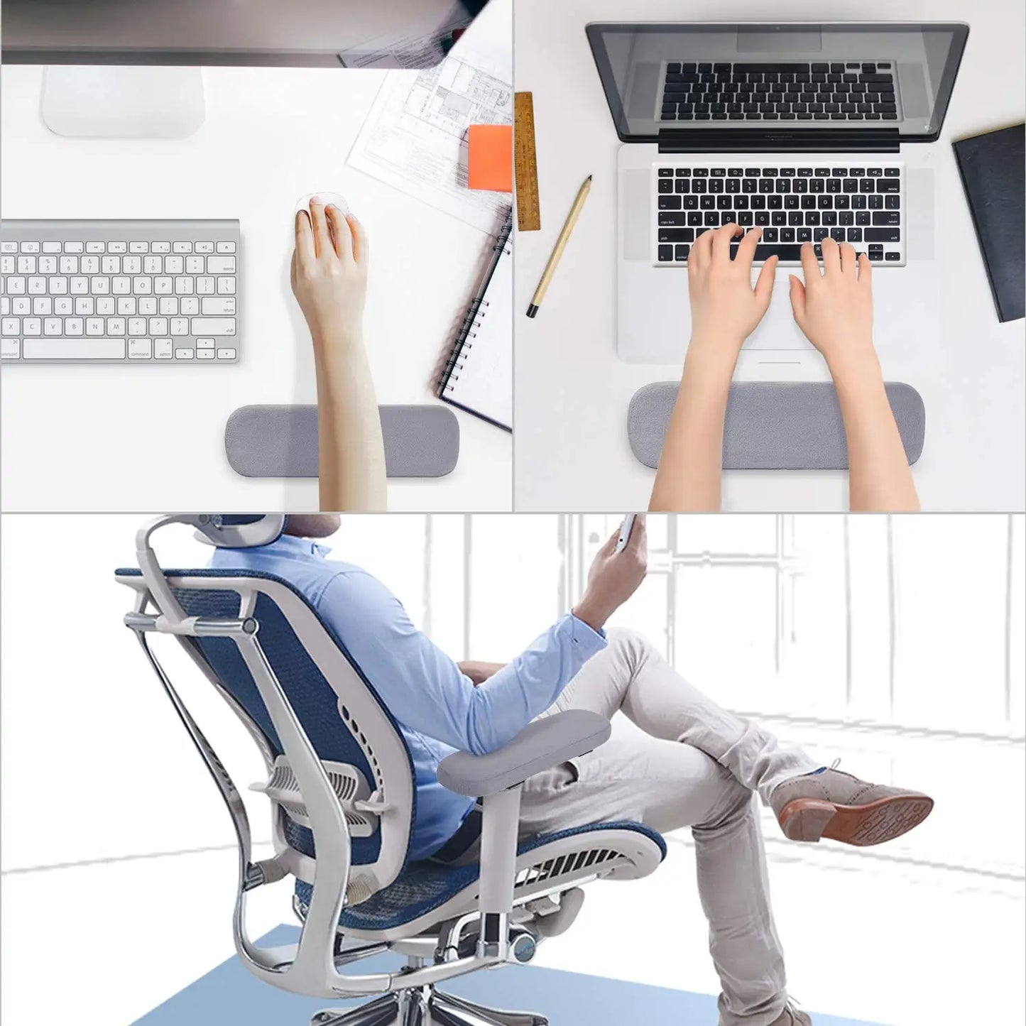 2PCS Soft Armrest Cushion Memory Foam Home/Office Chair Arm Rest Covers Computer Gaming Elbow Cushion,Removable Washable