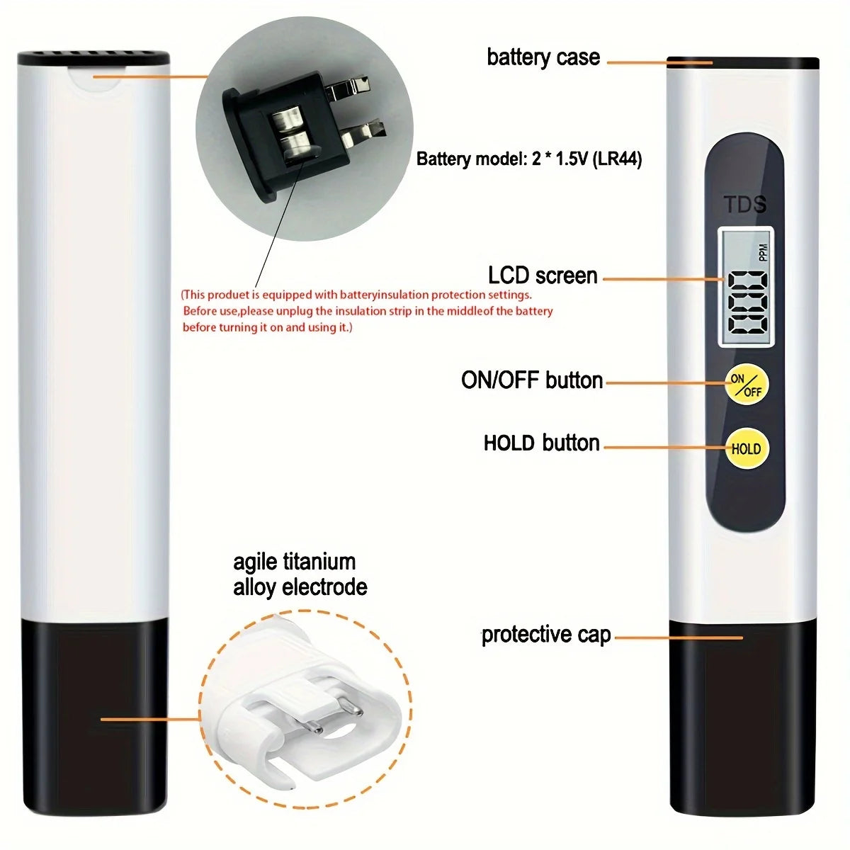Digital PH Meter Automatic Calibration 0.01 and TDS Tester Titanium Probe Water Quality Test Monitor Aquarium Pool