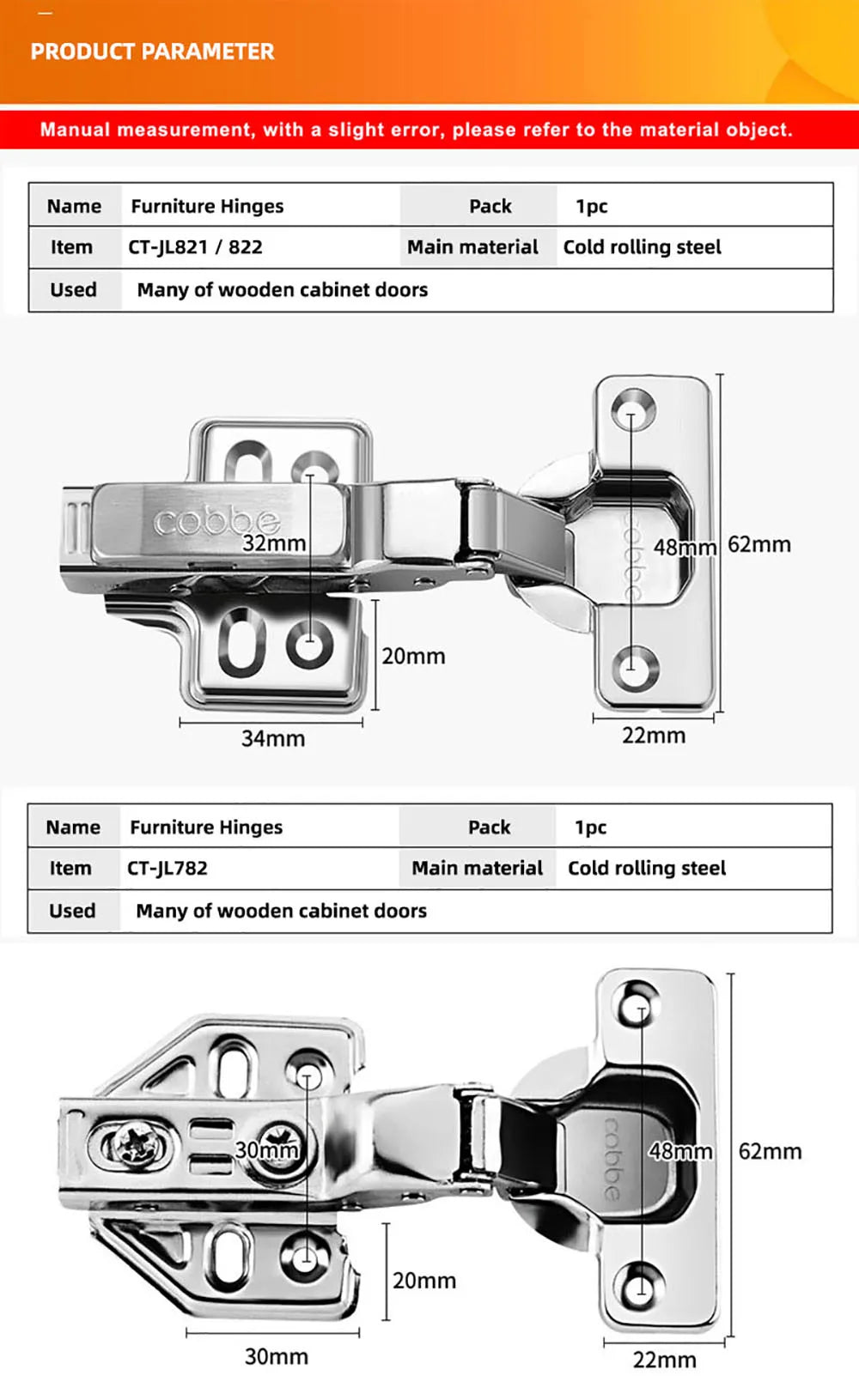 1pc Furniture Cabinet Hinge Cold Roll Steel Door Hydraulic Hinges Damper Buffer Soft Close For Kitchen Furniture Hardware