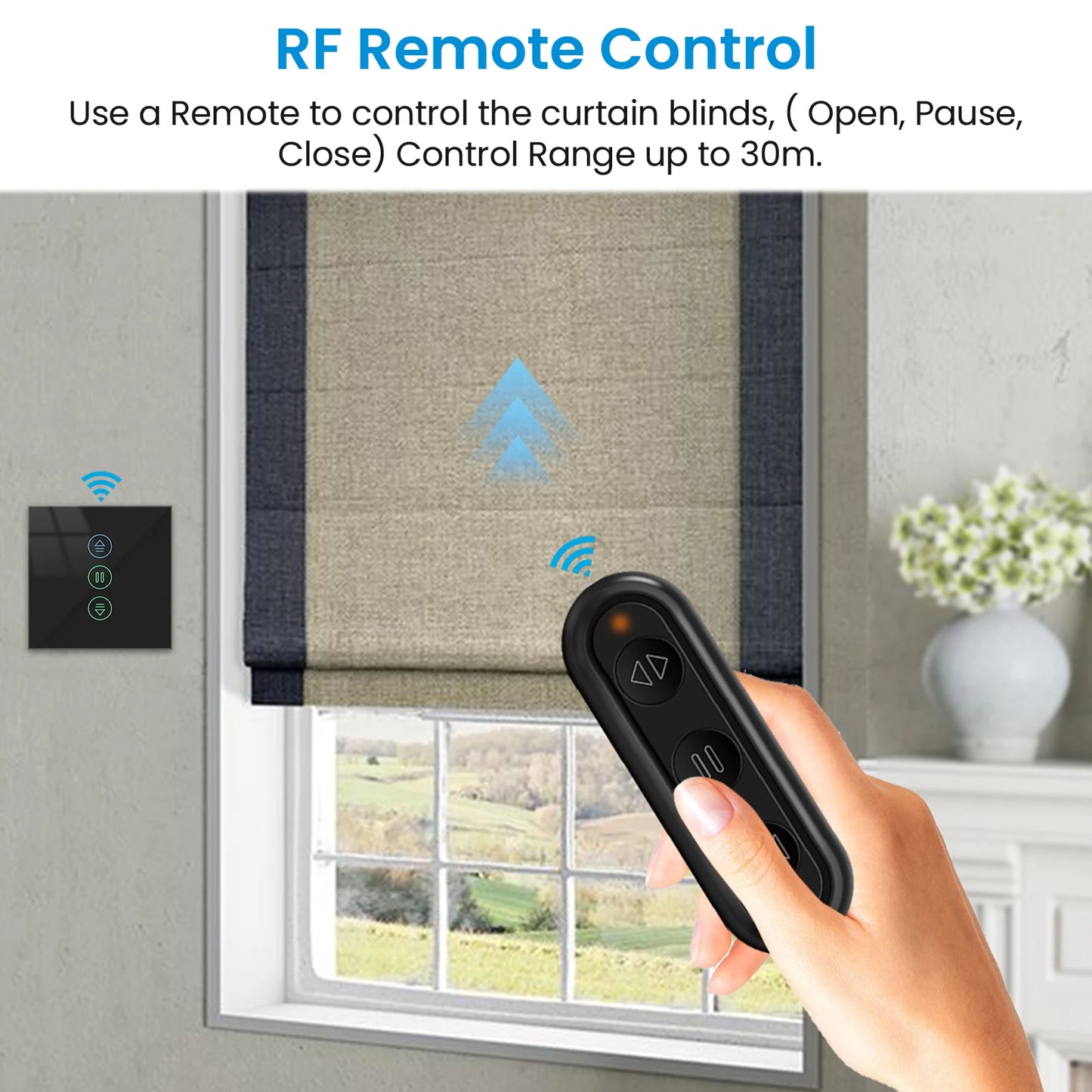 Tuya Black Curtain Roller Shutter Blinds Switch Smart Life App Percentage Progress Remote Control Google Assistant Alexa