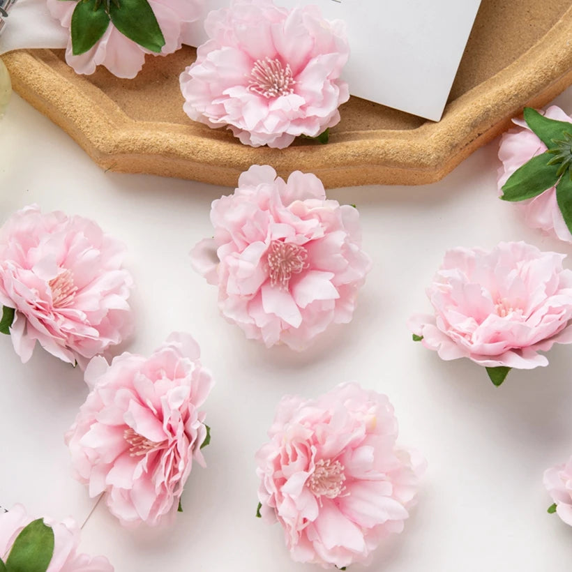 5/10pcs Artificial Flower Silk Peony Scrapbook Diy Home Vase Christmas Wreath Wedding Wall Decoration Garden Arch Accessories