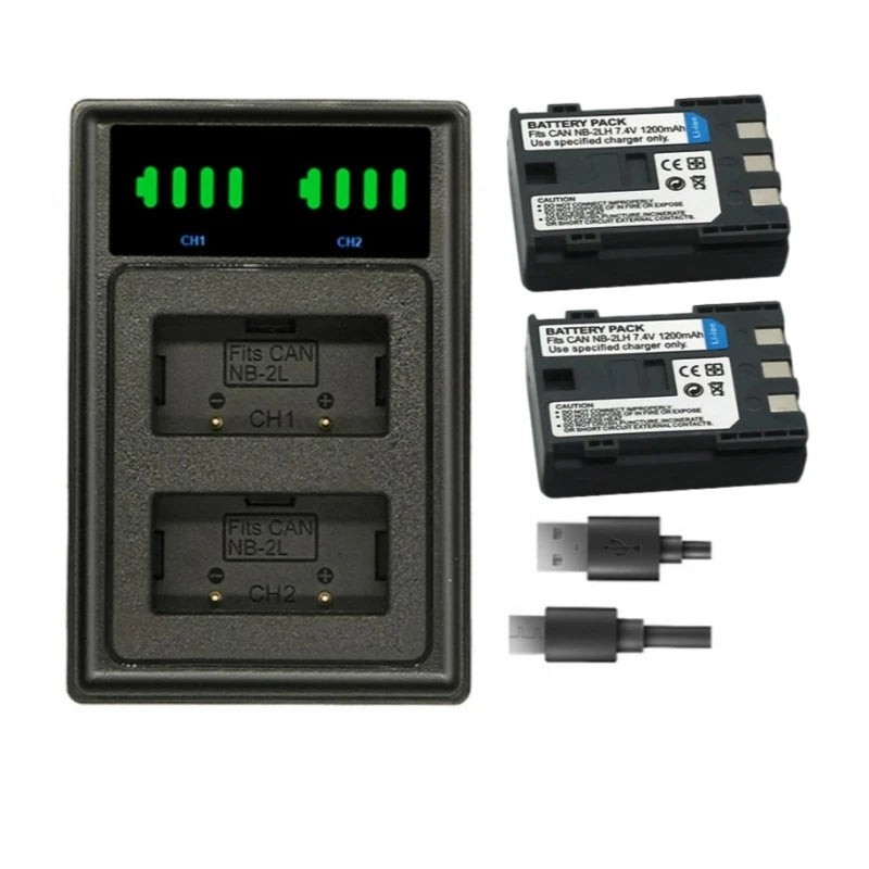 NB-2LH NB 2L 2LH NB-2L Battery + Charger 1850mah for Canon EOS Rebel XT XTi 350D 410D G7 G9 S70 S80 ZR500 ZR950 ZR960 HG10 HV40