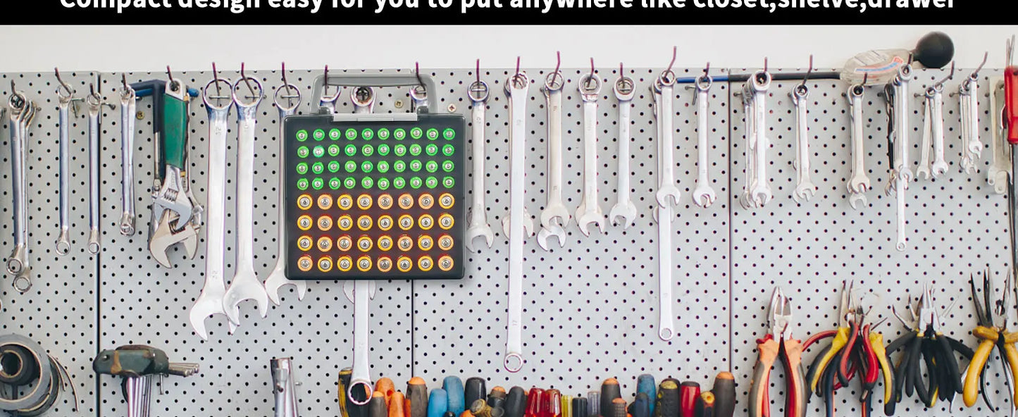 Battery Storage Organizer Holder Holds 72 AA AAA Batteries, Battery Box Case Garage Container,Home Drawer Organization Dispenser