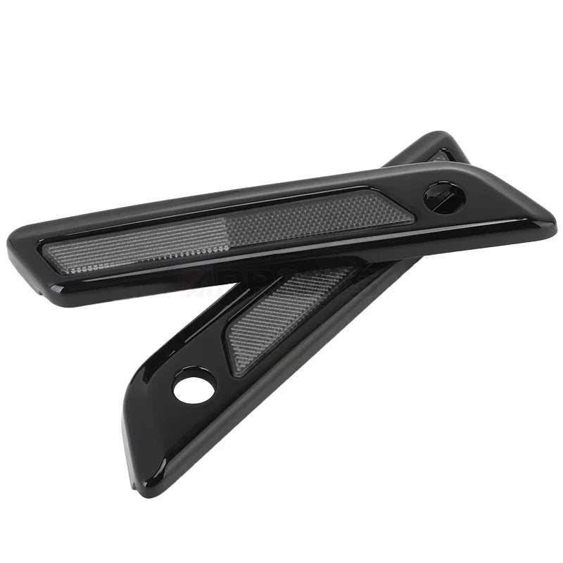 Motorcycle Black Hard Saddlebag Latch Cover Smoke Reflectors For Harley Touring Road King Road Glide Street Glide 2014-up