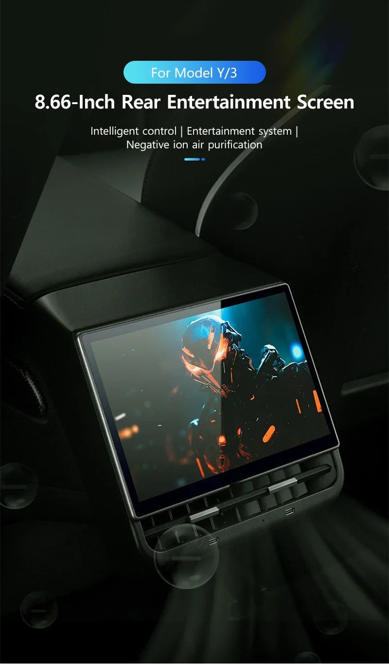 New Style 8.66 Inches Rear Display Android 13 WIFI Entertainment Screen 4G+64G Wireles Carplay Andriod Auto for Tesla Model Y 3