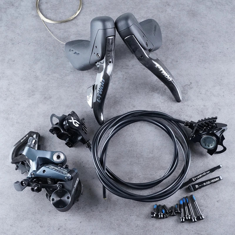 LTWOO GRT / GR9 Disc 1x11s / 1x12s Gravel Hydraulic Disc Brake Groupset + ZRACE XG Flat Mount Brake Caliper, Carbon Fibre