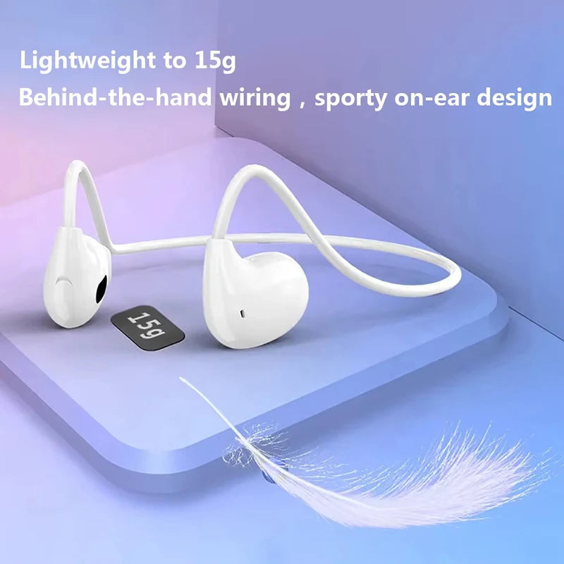 Wireless Bluetooth 5.3 Headphones Air-Conduction Waterproof Headset Stereo Over-Ear Sports Earphones Earbuds with Mic