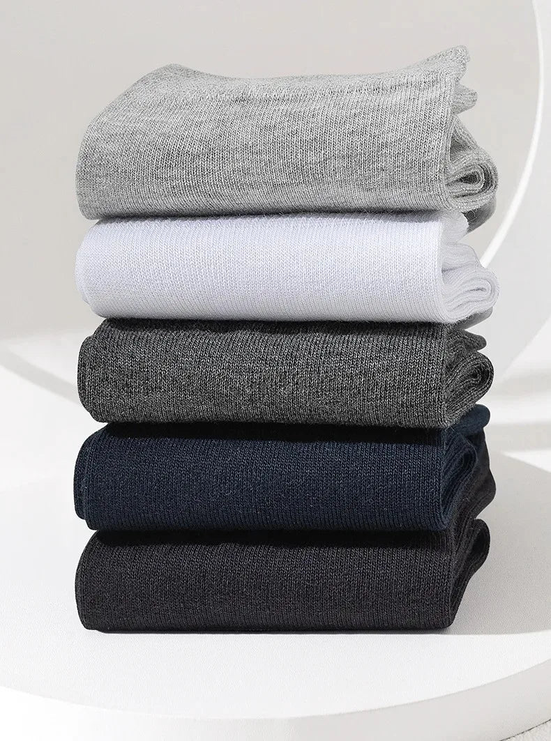 HSS 10Pairs Men‘s Socks Cotton Casual Business Middle Black Breathable Male Crew Socks Summer Winter Dress Gifts Socks Size38-45