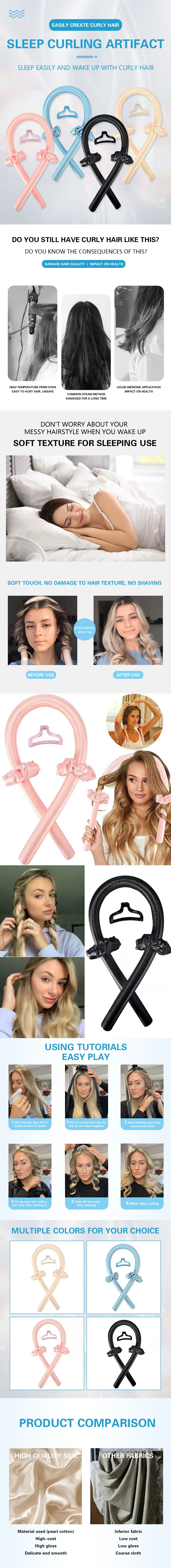 Woman Heatless Curling Rod Roller Curls Beauty Lazy Natural Soft Wave  Salon Household DIY Hair Rollers Styling Tools Supplies