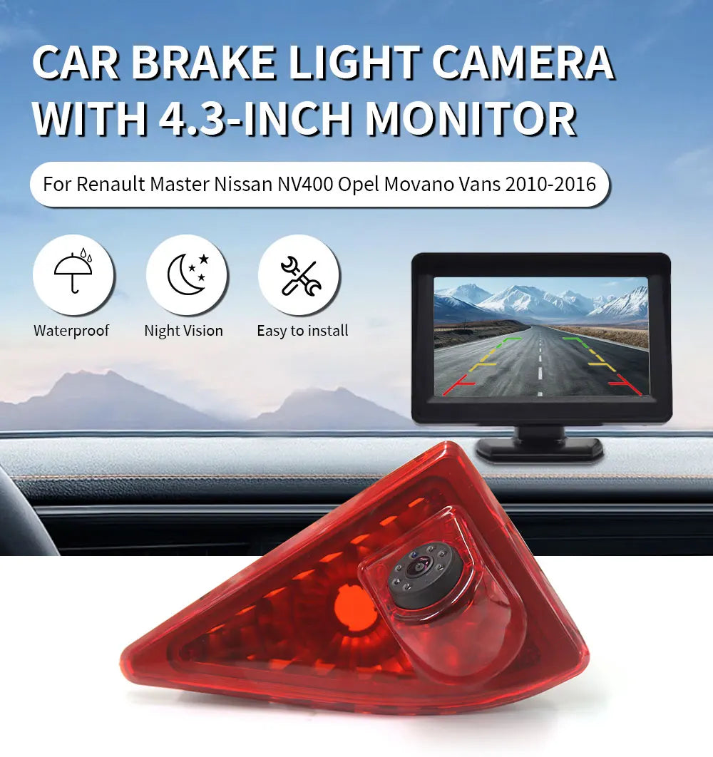 Car Brake Light Reverse Camera With 4.3-inch Desktop Monitor For Renault Master Nissan NV400 Opel Movano Vans 2010-2016