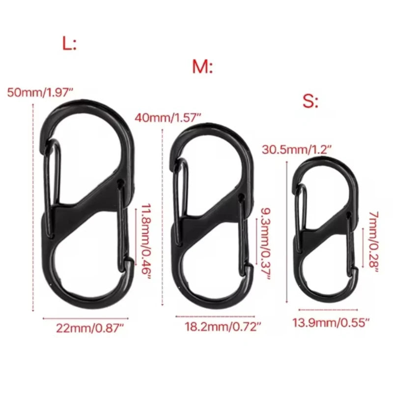 10PCS MINI Keychain Hook S Type Stainless Steel Anti-theft Spring Clip Outdoor Camping Backpack Buckle Locking Tool
