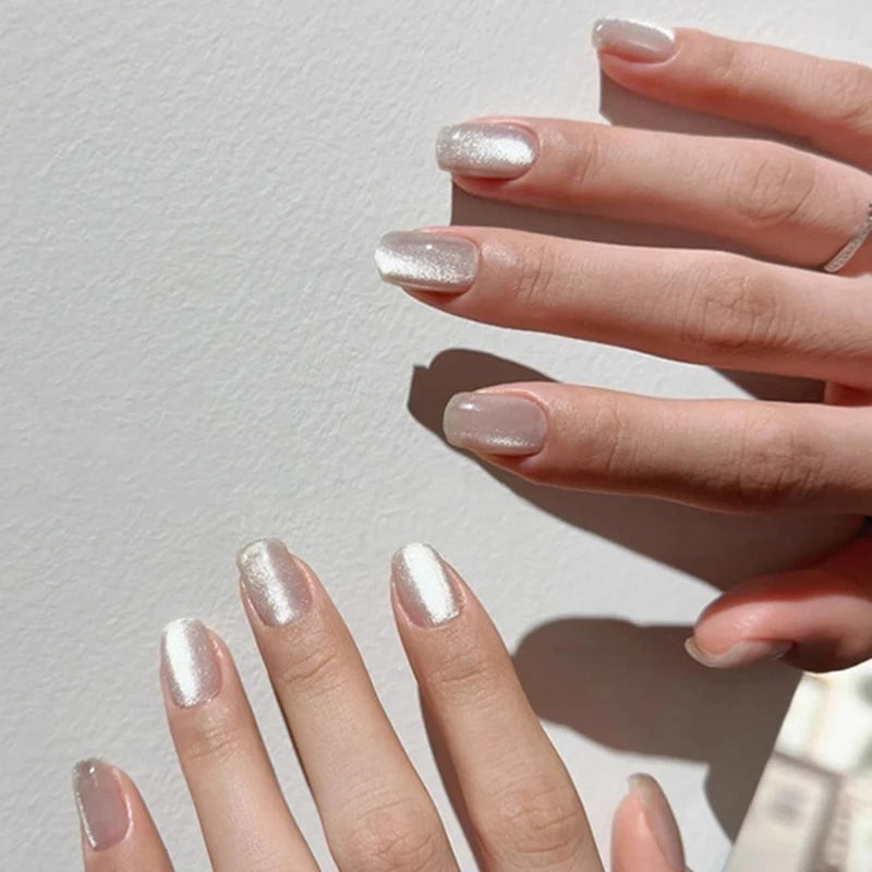 Cat Eye Press on Nails - Fake False Stick-on Nails Tips, Reusable Nail Tips Set for Women