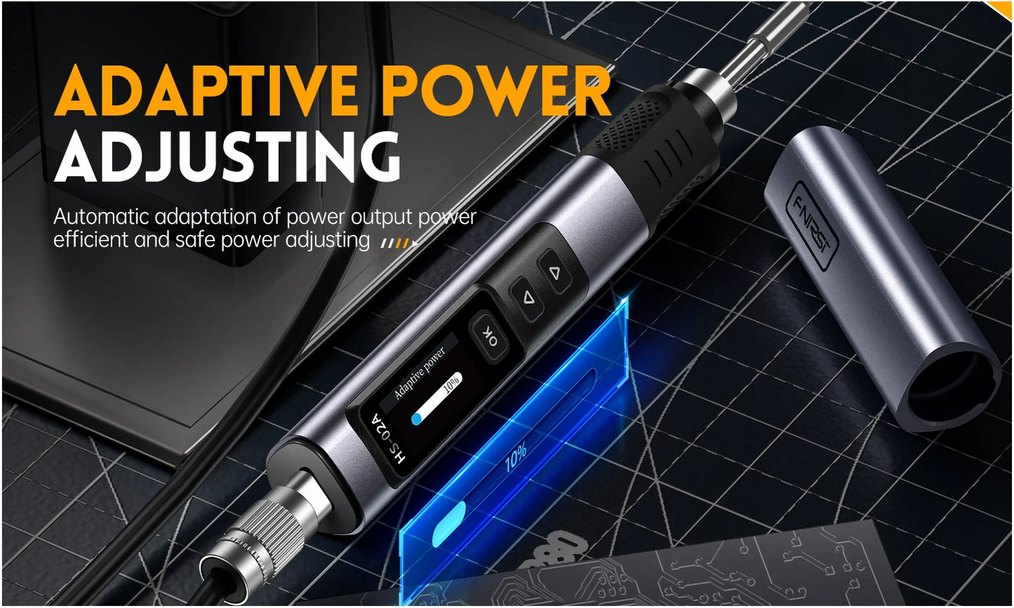FNIRSI HS-02 Smart Electric Soldering Iron PD 100W Adjustable Constant Temperature Fast Heat Portable Soldering Iron Station Kit