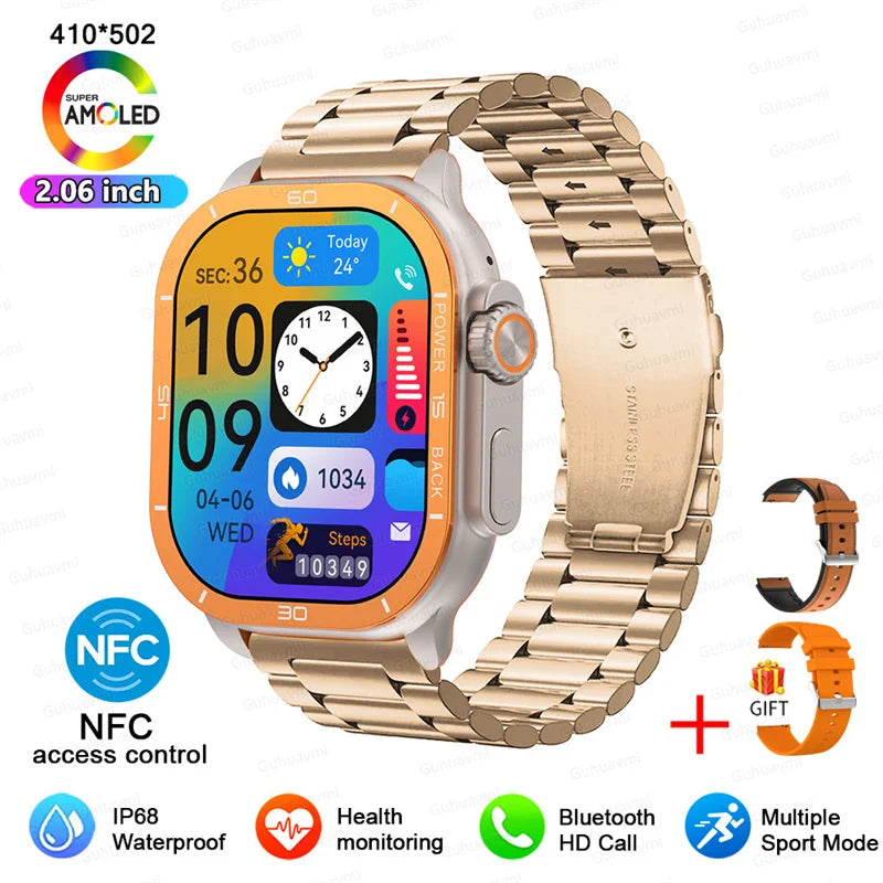 2025 New 49mm Smart Watch Men Women NFC Smartwatch BT Call Waterproof Wireless Charging AMOLED Screen Watch Ultra2 For Apple IOS