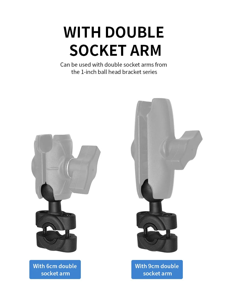 VIN Mounts Flexible Torque Small Rail Base - B Size Anti-Slip for diameter 0.32” to 0.55”- Pipe Phone Mount for Ram Mount