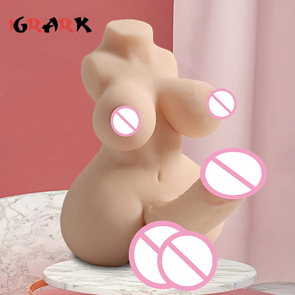 3D Realistic Shemale Body Sex Doll Male Torso 14cm Dildo Soft Penis Female Vagina Masturbator Anal Sex Toys for Women Men Adults