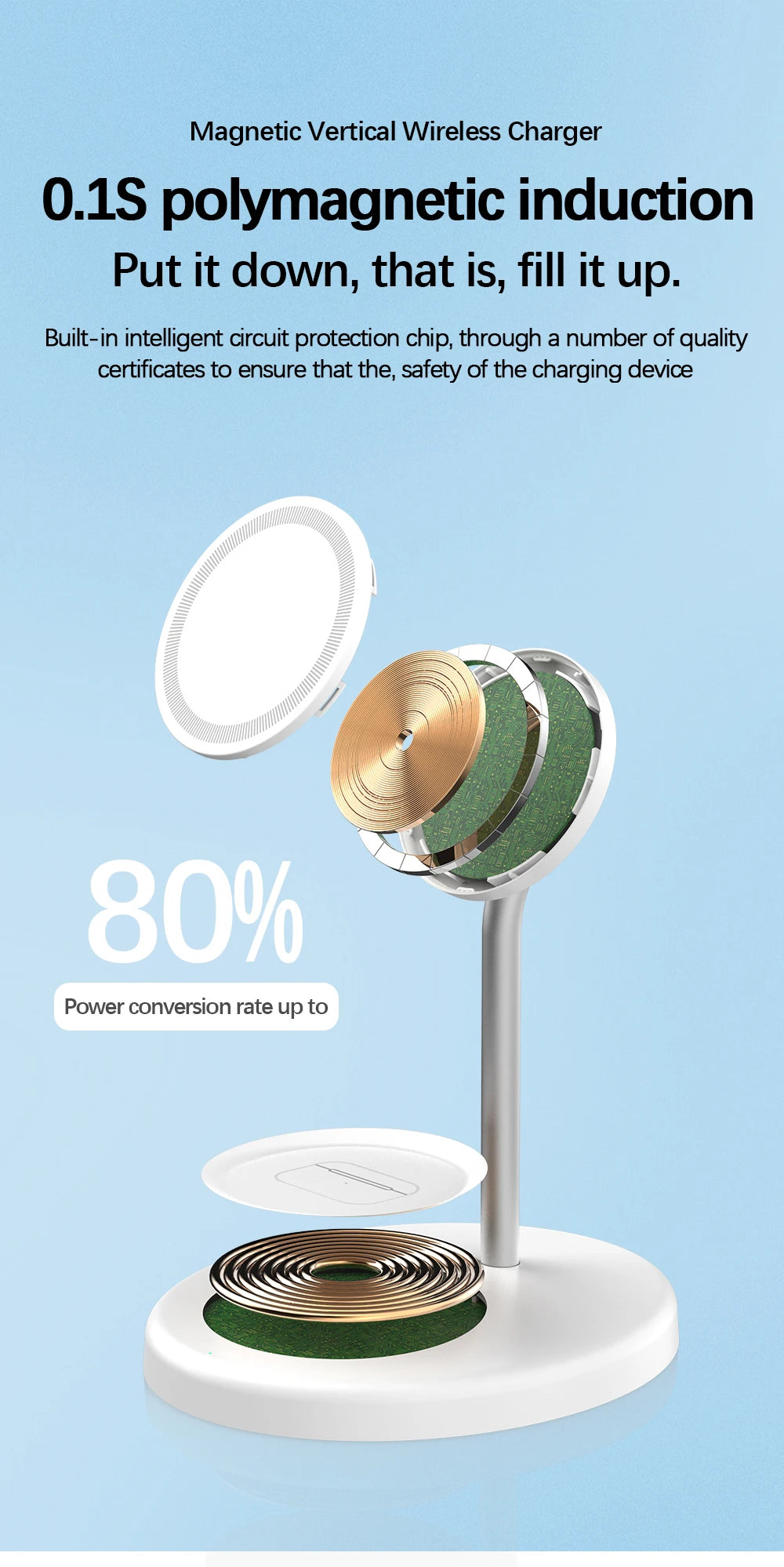 30W Magnetic Wireless Charger Stand 2 in 1 Fast Chargers For iPhone 15 14 13 12 Pro Max Airpods Macsafe Charging Dock Station