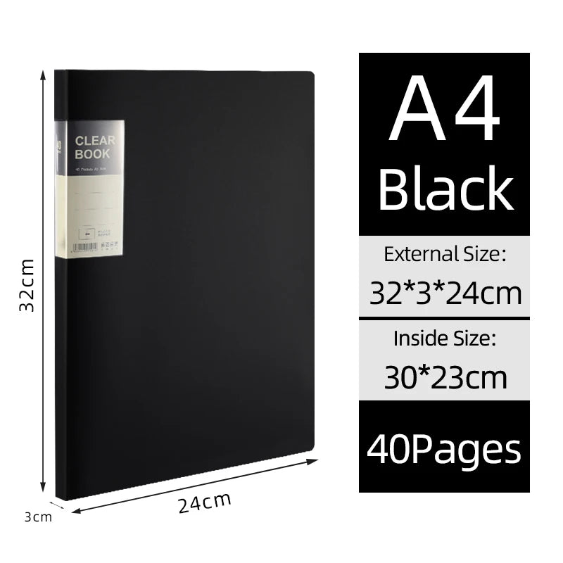 KOBEST 20/30/40/60 Pages A4 Side Transparent Thickening Folder High Quality Multi-layer File Cover Office School Supplies