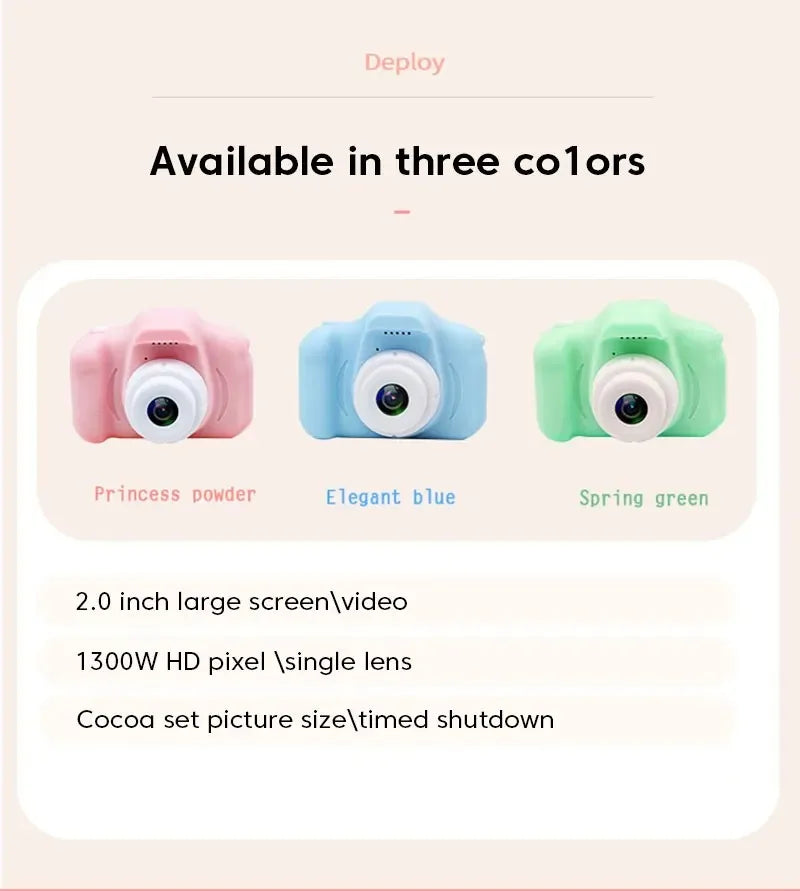 Children's Camera HD 1080P Screen Camera Video Waterproof Toy 8 Megapixel Kids Cartoon Cute Camera Outdoor Photography Toys