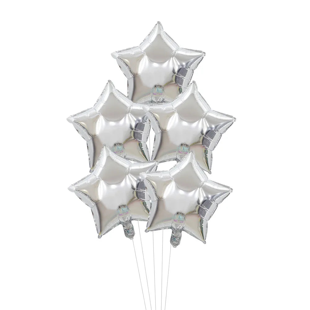 5Pcs 18inch Gold Silver Foil Star Balloon Wedding Balloons Decoration Baby Shower Children's Kids Birthday Party Balloons Globos