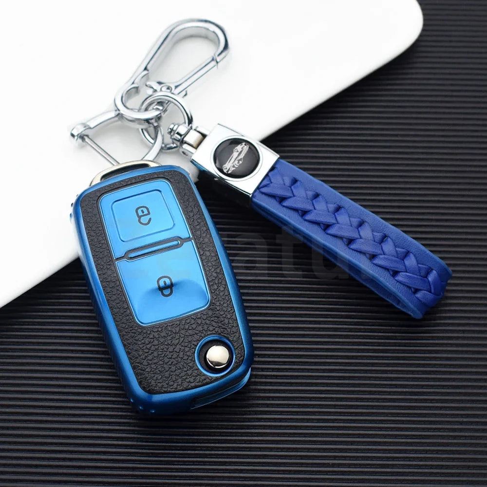 TPU Leather Car Key Cover Case Procted For VW Golf Bora Jetta POLO Passat Skoda Superb Octavia Fabia SEAT Ibiza Leon 2/3 Buttons