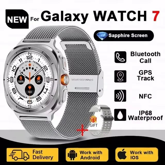Galaxy Watch 7 Ultra GPS Tracking Smart Watch Men Amoled Screen Heart Rate Bluetooth Call NFC Sports Smart Watch For Android IOS