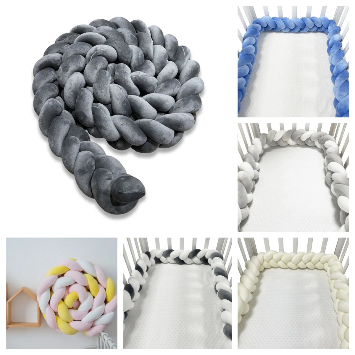 Anti-collision Bedding Rail Safety Cushion for Toddler 100CM Baby Bed Fence Hand-woven Knotted Three-strand Twist