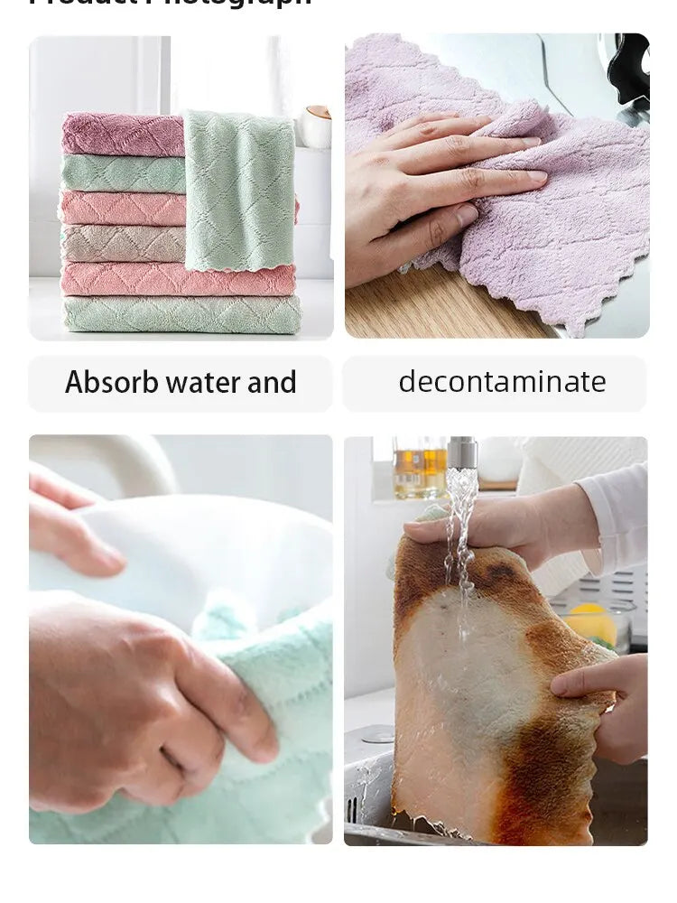 10/20pcs Dishwashing Cloth Kitchen Cleaning Wipes Household Multipurpose Absorbent Nonstick Oil Fiber Cleaning Cloth