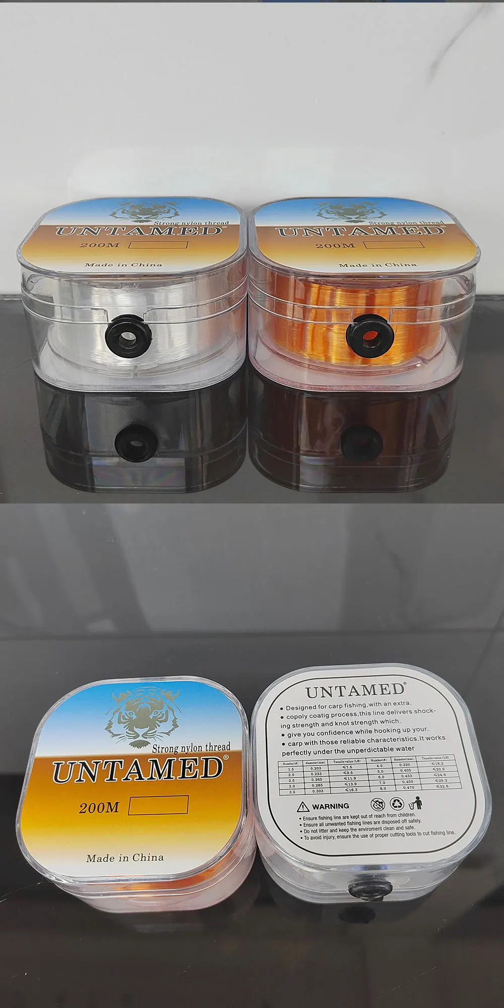 UNTAMED brand fishing line 200m, wear-resistant and strong tensile nylon line suitable for various water bodies