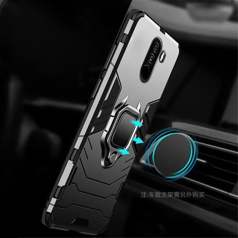 For Pocophone F1 Case For Xiaomi Pocophone F1 Case Shockproof PC+TPU Protective Armor Cover For Poco F1 Magnetic Holder Ring