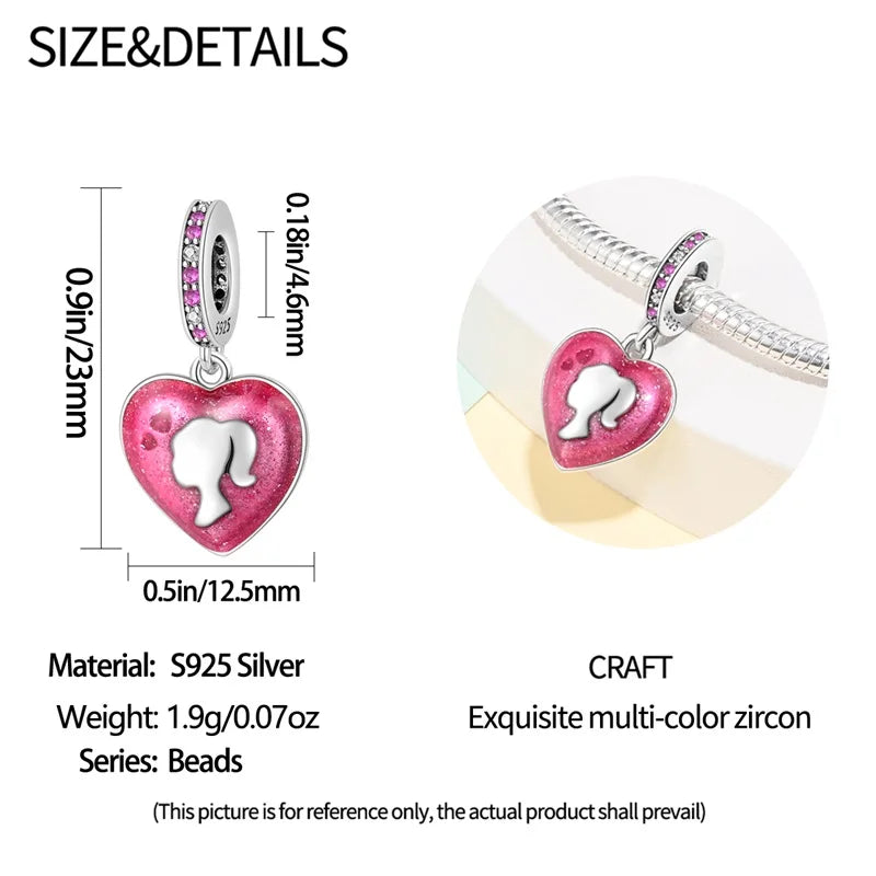 925 Sterling Silver Princess Powder Series Exquisite Daily Bow Sweet Charms Beads Fit Pan Original Bracelets DIY Jewelry