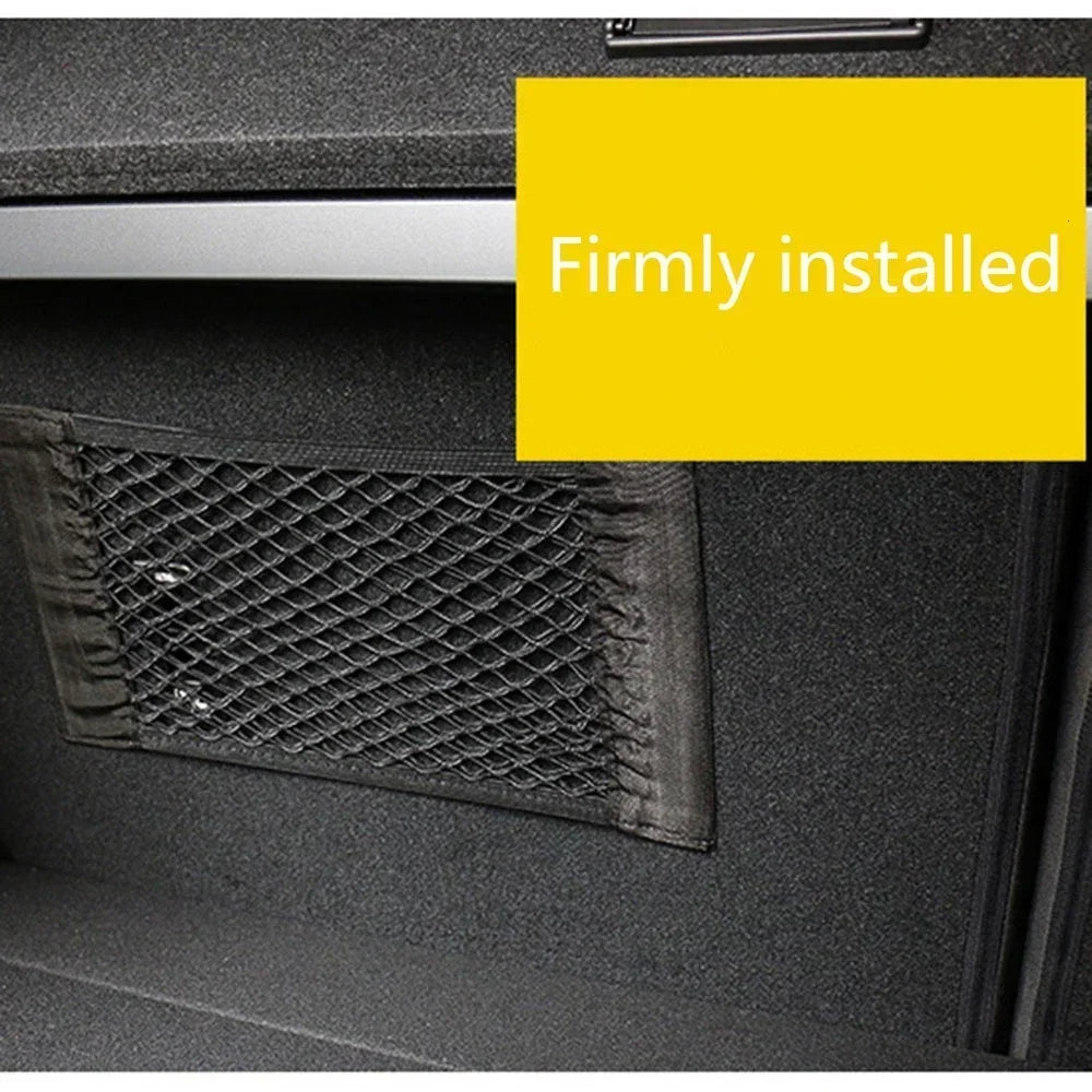Car Back Rear Trunk Organizer Net Universal Seat Elastic Storage Mesh Tape Magic Sticker Auto Rear Trunk Bag for Stowing Tidying