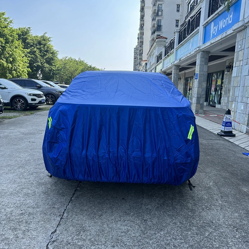 Blue Car Cover Full Exterior Universal SUV/Sedan Full Outdoor Waterproof Sun Rain Snow Protection UV Car Zipper Design