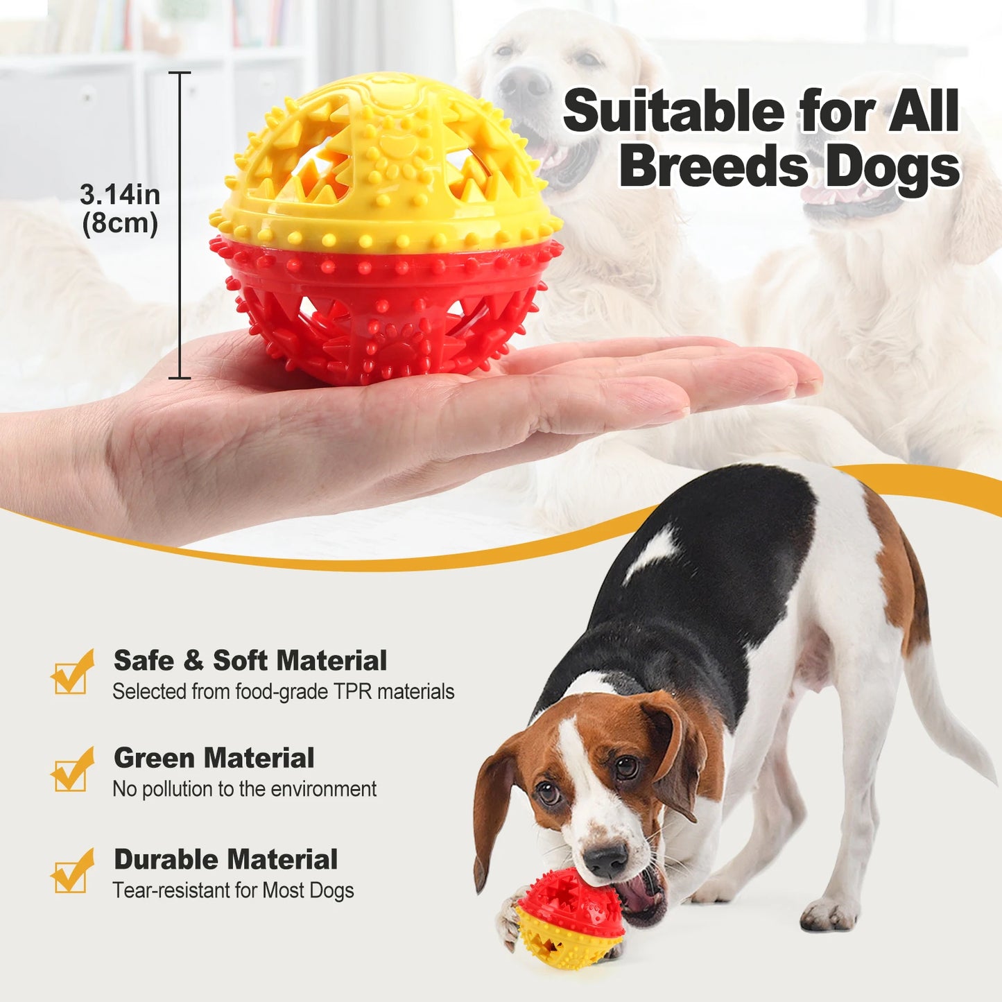 Dog Chew Toys Grinding Teeth Sound Ball Toys Leaking Food Balls Anti Bite Interactive Training Cleaning Teeth Toys Pet Products