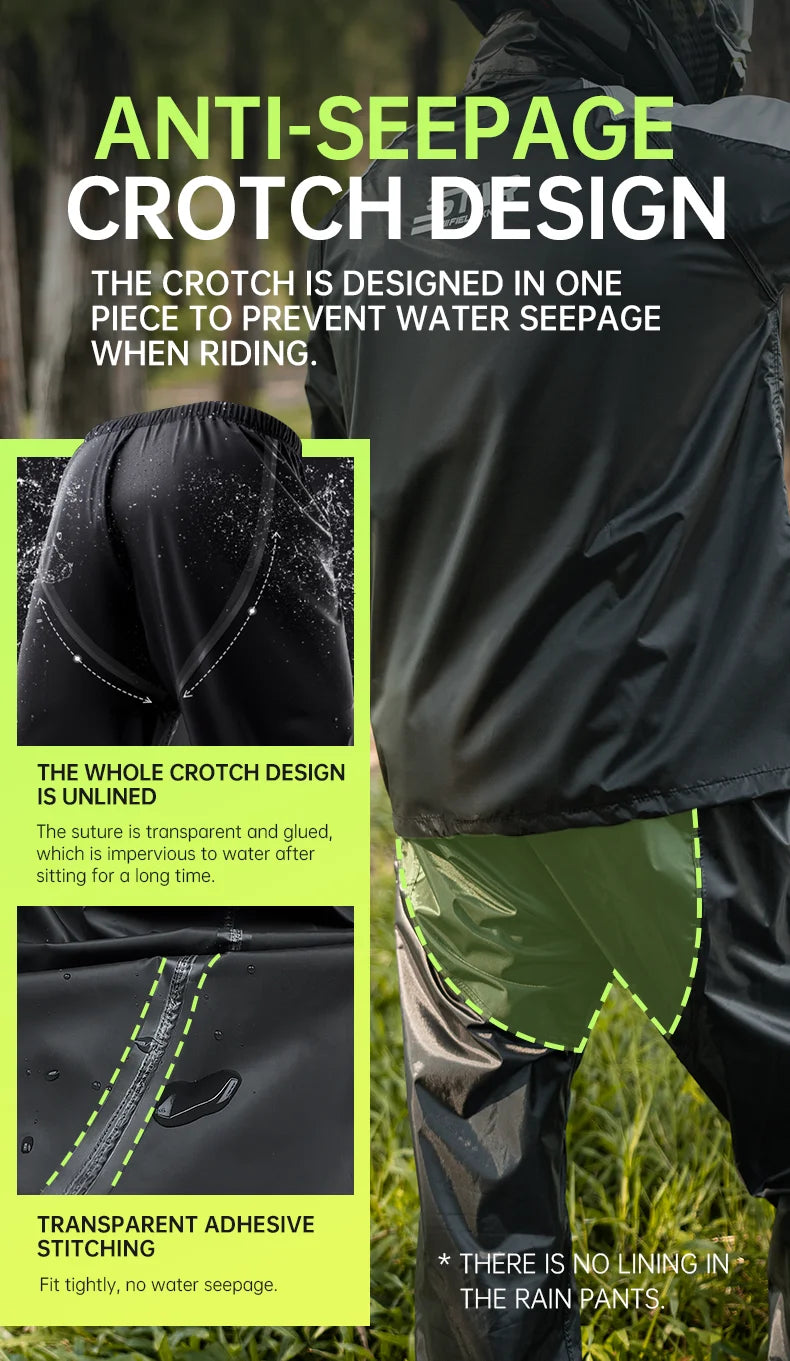 Star Field Knight Black-grey Motorcycle Raincoat Rainpants Suit Waterproof Inner Mesh Breathable Men Women Riding Gears 2Pcs/set