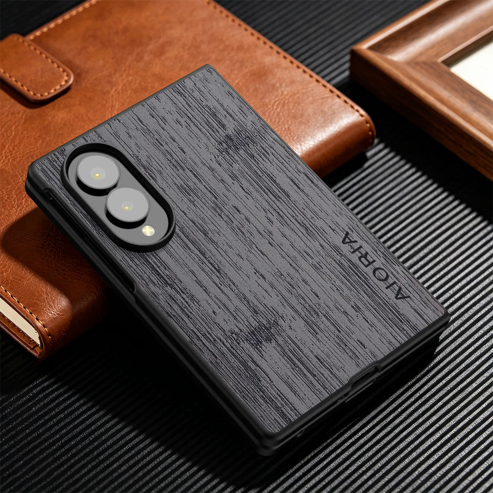 Case for Samsung Galaxy Z Fold 8 Fold8 5G Funda Bamboo Wood Pattern Leather Phone Cover Luxury Coque for Samsung Z Fold8 5G Case