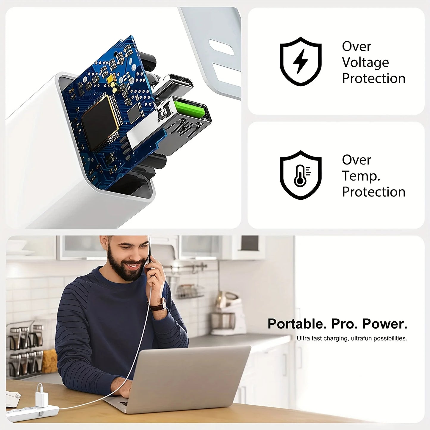 2-Pack High-Speed USB C Charger Block - Dual Port Power Delivery Adapter with Fast Type C Charging