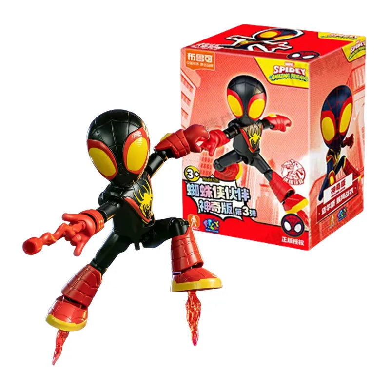 12cm Marvel Spider Amazing Friends 3 Blind box Model kits  Spider Man Peter Parker Miles Gwen  Action Figure Splicing toys