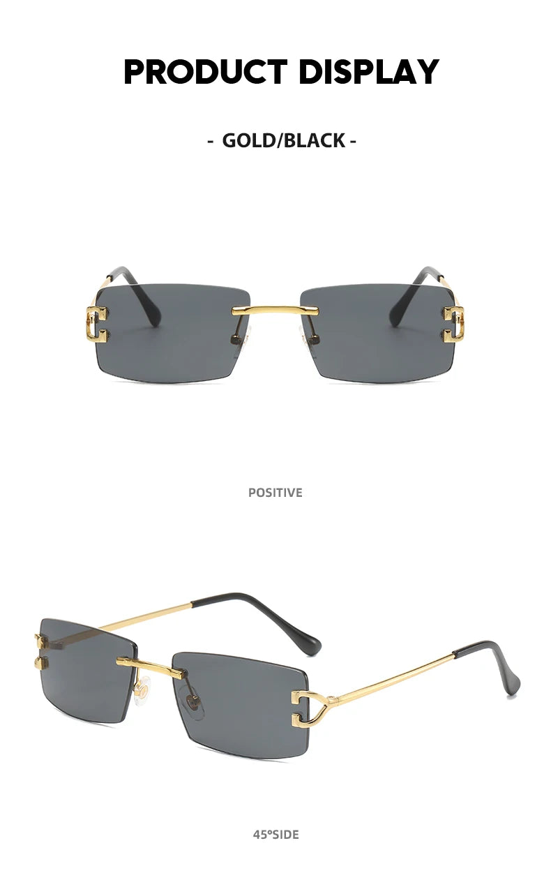 Square rimless sunglasses women Europe and the United States fashion modern glasses with street shot fashionable sunglasses