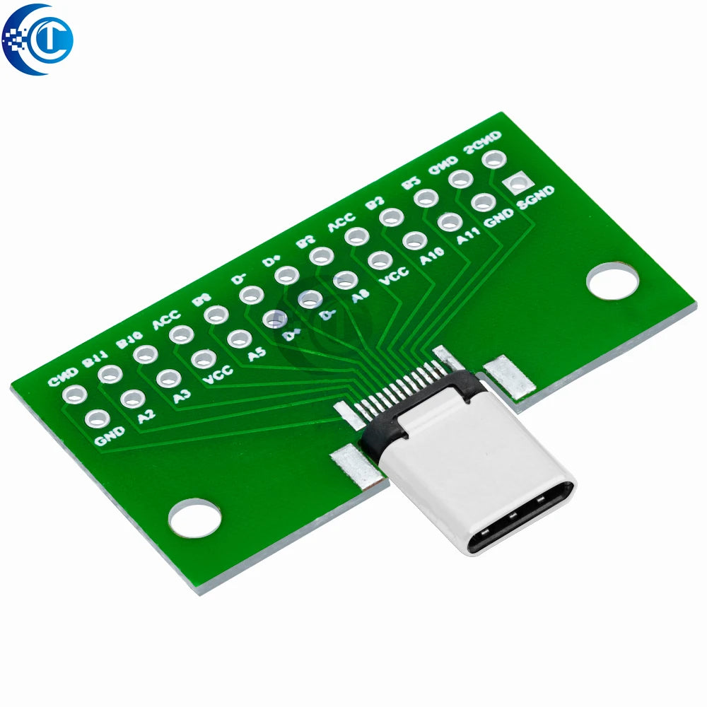 Type-C Male to Female USB 3.1 Test PCB Board Adapter Type C 24P 2.54mm Connector Socket For Data Line Wire Cable Transfer