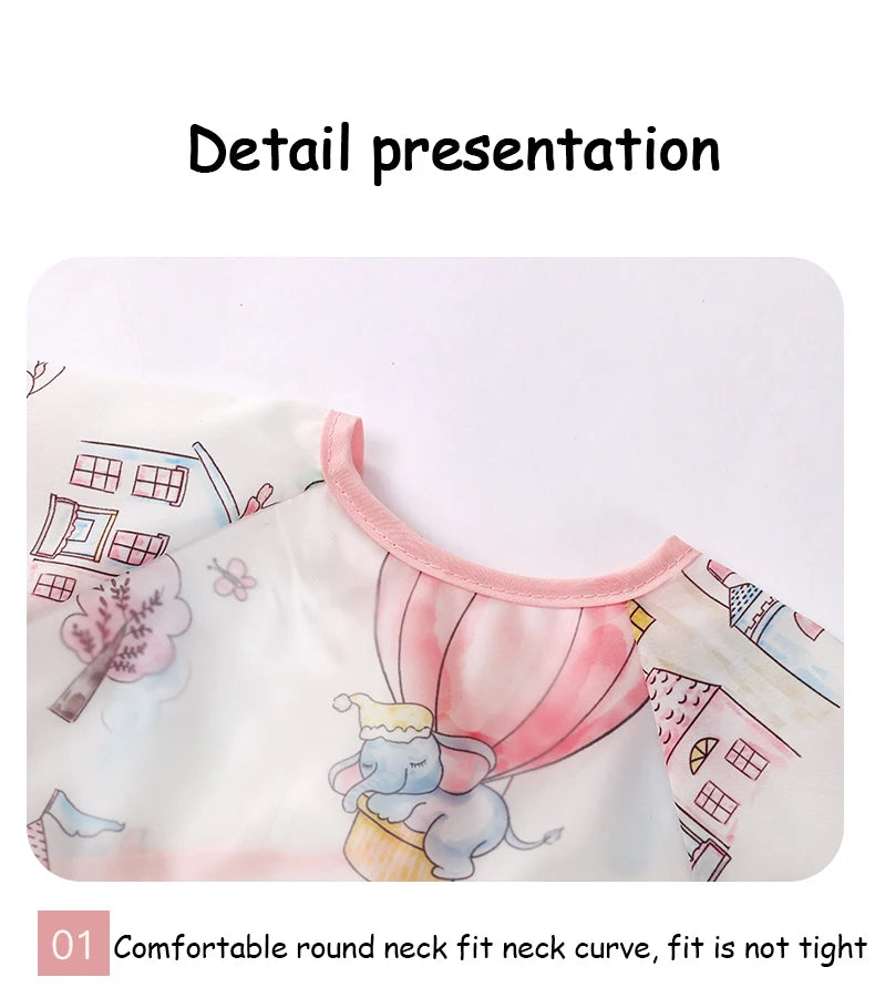 Baby Food Overalls Waterproof and Dirt-proof CHILDREN'S Apron Bib Spring and Autumn Girl Treasure Boy Baby Wash Back Wear Protec