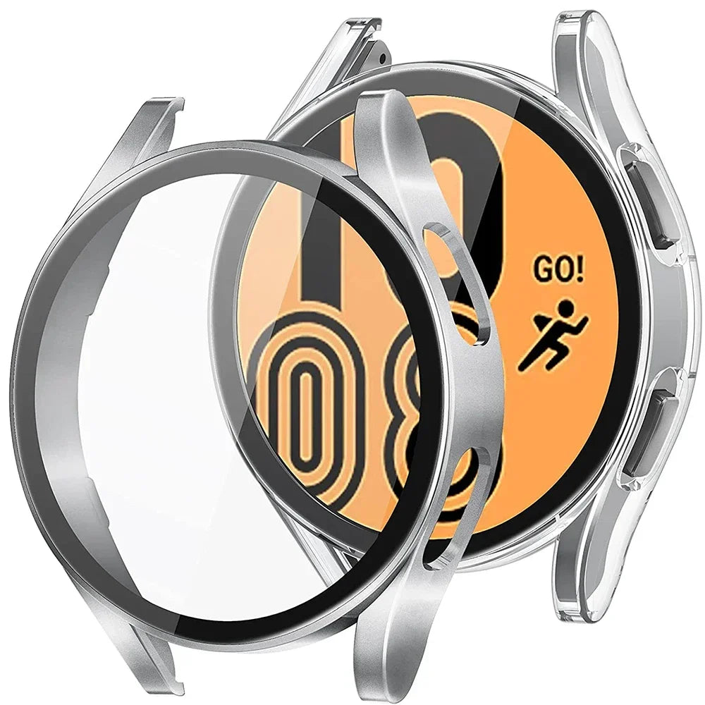 Tempered Glass+PC Cover for Samsung Galaxy Watch 4 5 6 44mm 40mm All Coverage Protective Bumper Case Galaxy Watch4 5 Accessories