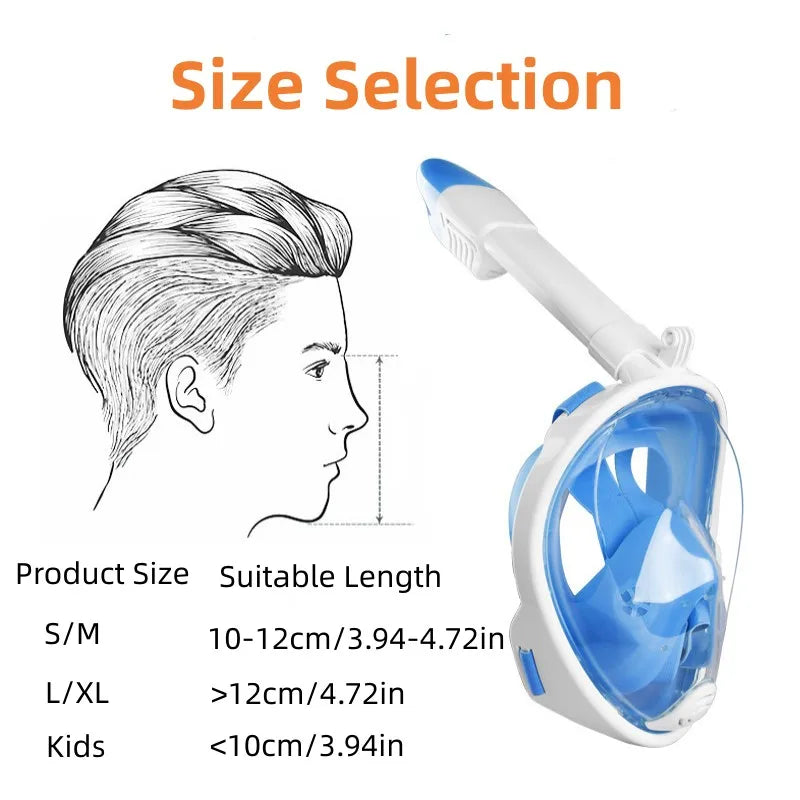 1Pc Silica Gel Snorkel Mask Full Face, 180 Degree Panoramic View Gear For Adults, Swimming Anti-F