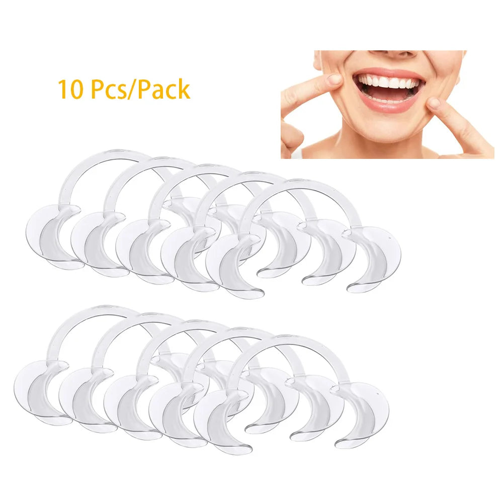 10Pcs/Pack Dental Cheek Retractor C Shape Teeth Whitening Intraoral Cheek Lip Opener Dentist Orthodontic Tool Clear White Blue