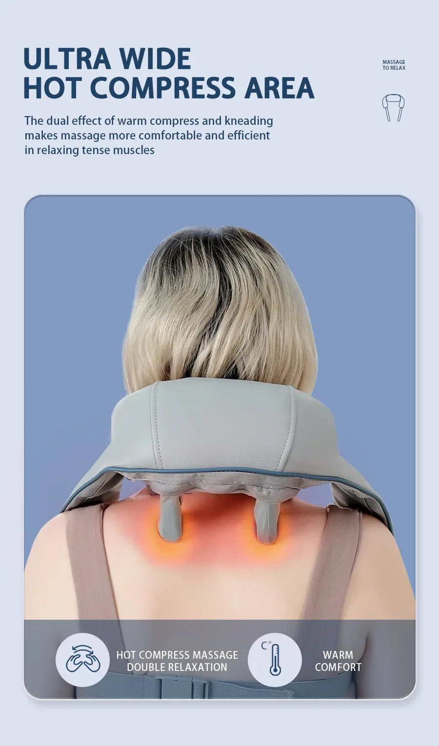 Mini Relaxer  Portable Dredge Kneading Smart Electric Wrap Heated Trapezius Muscle Neck Multifunctional Shiatsu Massage Shawl