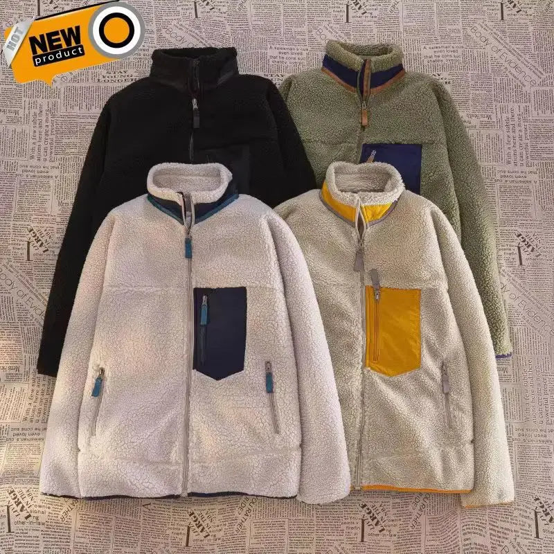 Motorcycle Outdoor Fleece Jacket For Men/Women Double Sided Fleece Thickened Plush Rider Cycling Suit Lamb Wool Windproof Jacket