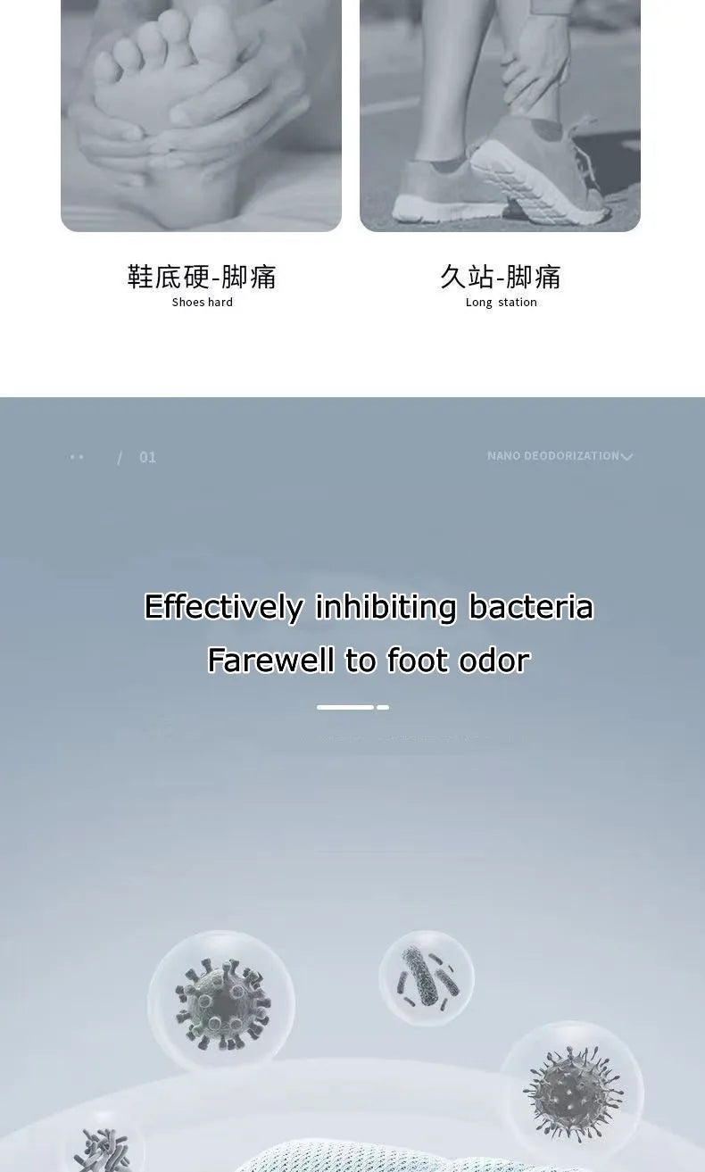 Summer Deodorant Sports Insoles for Shoes Sweat-absorbing Breathable Deodorant Anti-sweat Soft Shoe Pads Inserts for Man Women