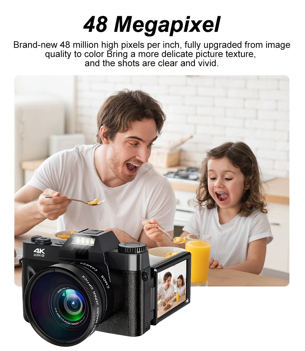 Vintage Digital Camera 16X Digital Zoom 4K WIFI Retro Vlog Recorder YouTube 3.0 "Flip Screen Compact Digital  Photography Camera