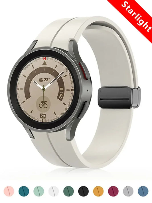 Original Silicone Strap for Samsung Watch 6/5/4 40 44mm 5 Pro 45mm Band Magnetic Buckle Galaxy Watch 4/6Classic 42 43MM 46 47MM