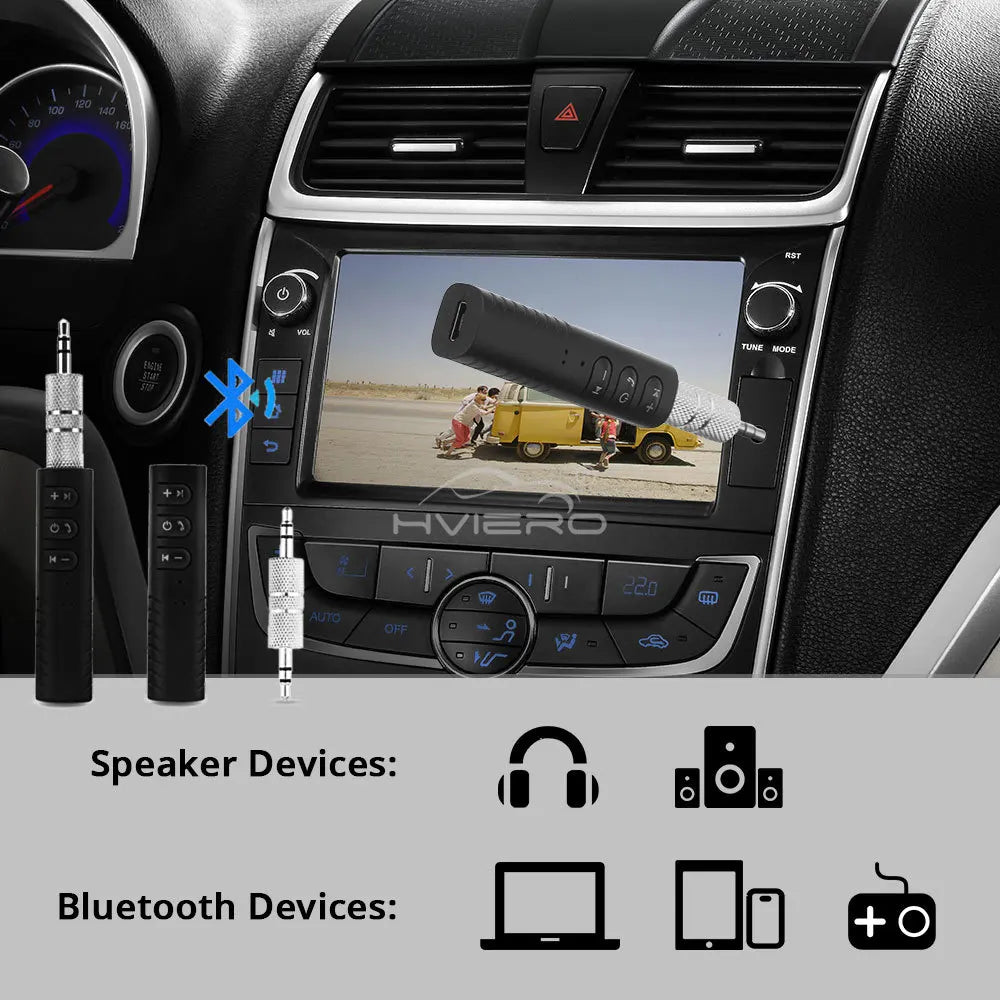 1X Wireless Bluetooth 5.0 Receiver Transmitter Adapter 3.5mm Jack Car Music Audio Aux A2dp Headphone Reciever Handsfree 5V Black